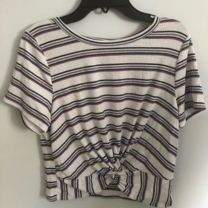 colorful stripped knitted tie shirt